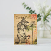  Cute Cat Spelling Fiddle Violin Frans Briefkaart (Staand voorkant)