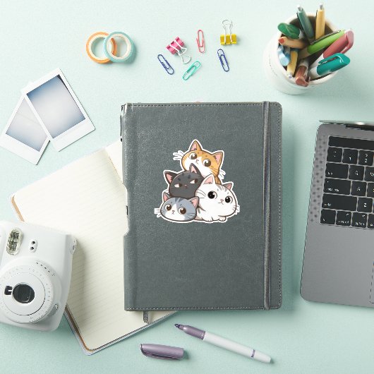 Cute Cat Stack – Adorable Kawaii Cat Sticker (Couverture iPad)