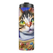 Cute Cat Starry Persoonlijke naam Thermosbeker (Voorkant)