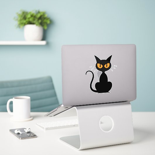 Cute Cat Sticker (Laptop op bureau)