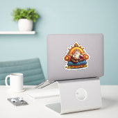Cute Cat Sticker (Laptop op bureau)