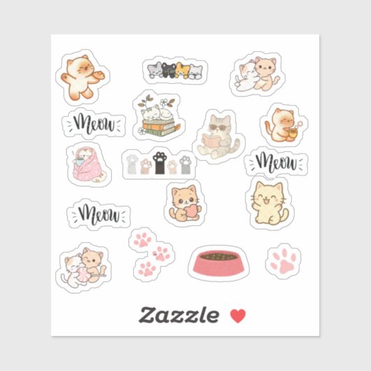 Cute Cat Sticker Sheet (Vel)