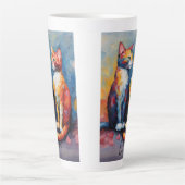 Cute Cat Stylo Animal Cat Latte Café Mug (Devant)