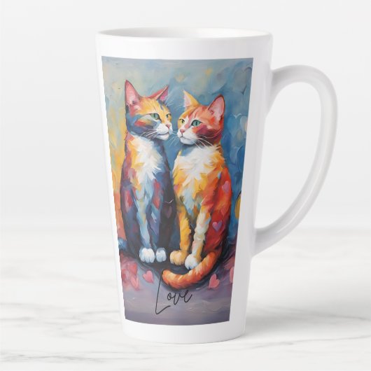 Cute Cat Stylo Animal Cat Latte Café Mug (Droite)