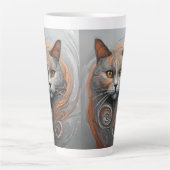 Cute Cat Stylo Animal Cat Latte Café Mug (Devant)