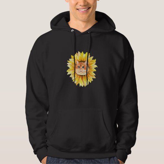 Cute Cat Sunflower Cat Hoodie (Voorkant)