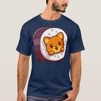 Cute Cat Sushi Cartoon Illustratie T-shirt