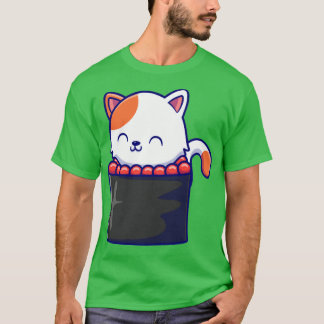 Cute Cat Sushi Cartoon T-shirt