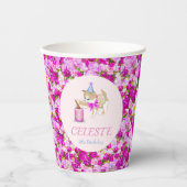 Cute Cat Swipting bij Cake met pinda's en glitter Papieren Bekers (Voorkant)