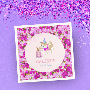 Cute Cat Swipting bij Cake met pinda's en glitter Servet