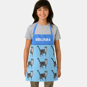 Cute Cat Tabby Pattern Blue Cats Kinder Girls Schort