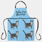Cute Cat Tabby Pattern Blue Cats Mums Kitchen Apro Schort (Voorkant)