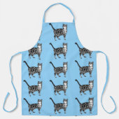 Cute Cat Tabby Pattern Blue Cats Womans Kitchen Schort (Voorkant)