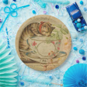 Cute Cat Tea Cup Floral Collage Papieren Bordje (Feest)