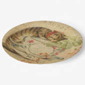 Cute Cat Tea Cup Floral Collage Papieren Bordje (Gekanteld)