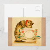Cute Cat Teacup Briefkaart (Voorkant / Achterkant)