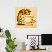 Cute  Cat Teacup Poster (Thuiskantoor)