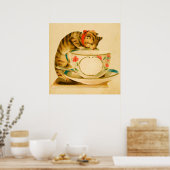 Cute  Cat Teacup Poster (Keuken)