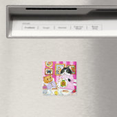 Cute Cat, Teddy Bear, Tea, Cupcake magnet Magneet (Insitu (Vaatwasser))