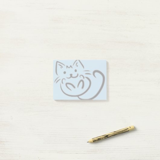 Cute Cat Tekening Post-it® Notes (Op bureau)