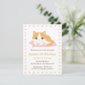 Cute Cat Thème Anniversaire Invitations (Debout devant)