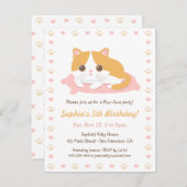 Cute Cat Thème Anniversaire Invitations (Devant / Derrière)