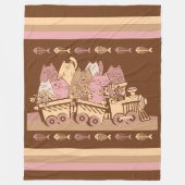 Cute Cat Train Fleece Blanket (Voorkant)