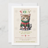 Cute Cat Ugly Sweater Party invitation (Devant)