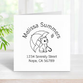 Cute Cat Umbrella Leaf Arch Address Rubberstempel