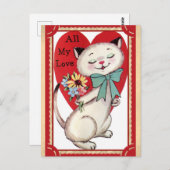 Cute Cat Valentijnsdag Briefkaart (Voorkant / Achterkant)