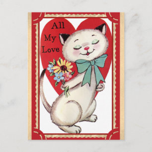 Cute Cat Valentijnsdag Briefkaart