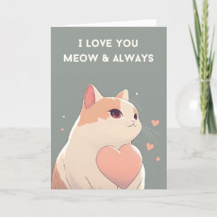 Cute Cat Valentijnsdag Kaart   Meow en Altijd