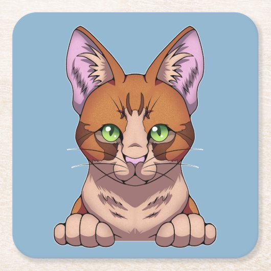 Cute Cat Vierkante Kartonnen Onderzetter (Voorkant)