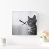 Cute Cat Vierkante Klok (Huis)