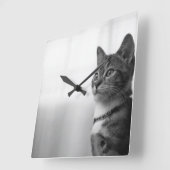 Cute Cat Vierkante Klok (Hoek)