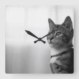 Cute Cat Vierkante Klok
