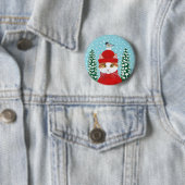 Cute cat, vogelwinter, kerstsneeuwknop ronde button 5,7 cm (In situ)
