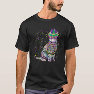 Cute Cat Wearing Carnival Masker Mardi Gras Cat Lo T-shirt