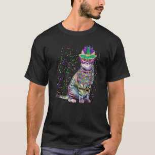 Cute Cat Wearing Carnival Masker Mardi Gras Cat Lo T-shirt
