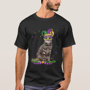 Cute Cat Wearing Carnival Masker Mardi Gras Dogs L T-shirt