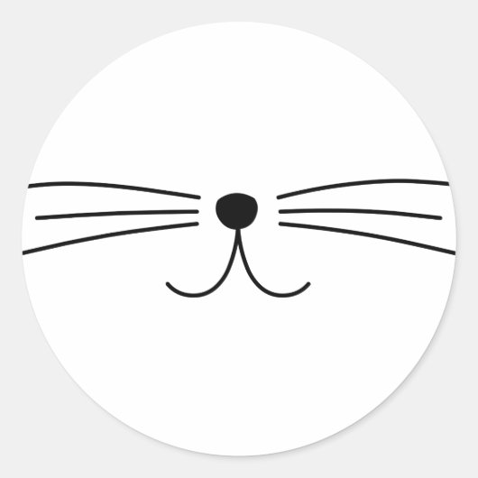 Cute Cat Whiskers Ronde Sticker (Voorkant)