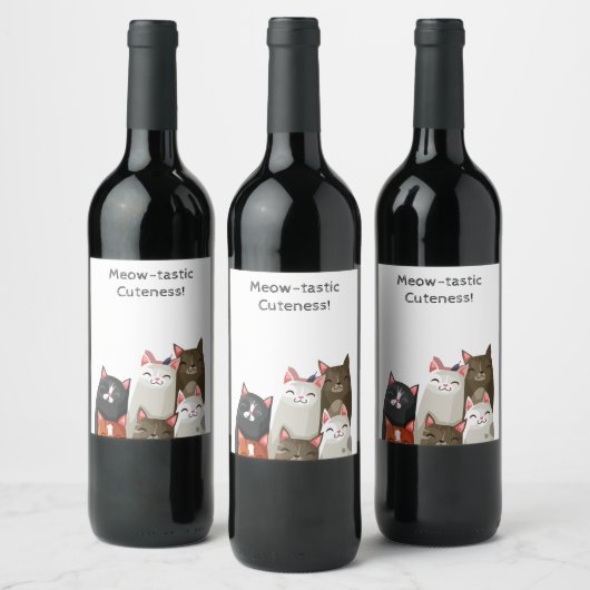 Cute Cat Wijn Etiket (Flessen)