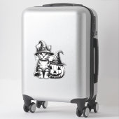 Cute Cat Witch Hat Pumpkin Halloween Cat Lover Boy Sticker (Koffer)