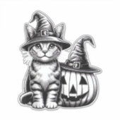 Cute Cat Witch Hat Pumpkin Halloween Cat Lover Boy Sticker (Voorkant)