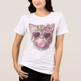 Cute Cat with Bubble Gum Tee Tri-Blend Shirt