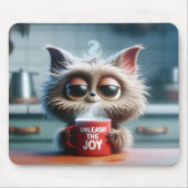 Cute Cat With Red Coffee Mug Muismat (Voorkant)