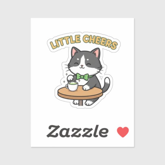 Cute Cat With Tiny Green Beer Mug Cheers Sticker (Vel)