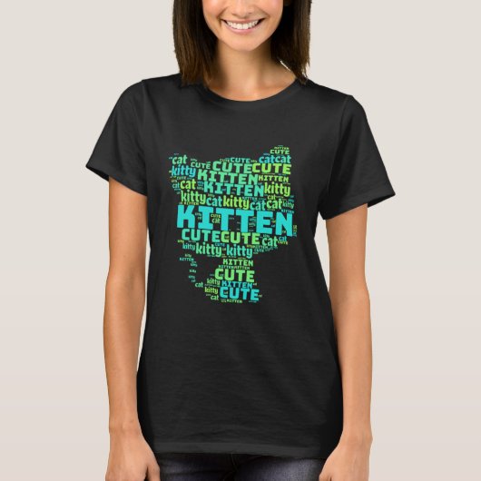 Cute cat word or kitten word cloud t-shirt (Voorkant)