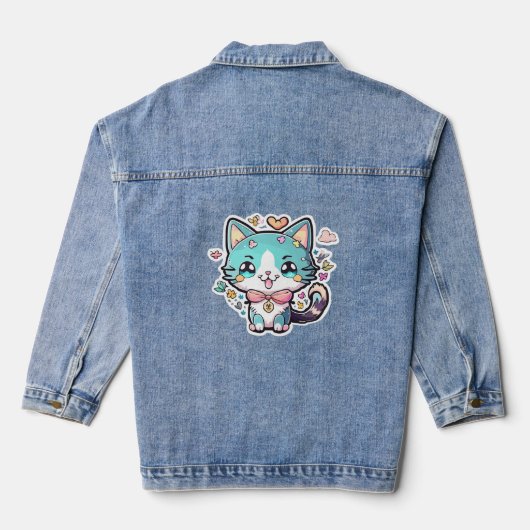 Cute cate denim jacket (Achterkant)