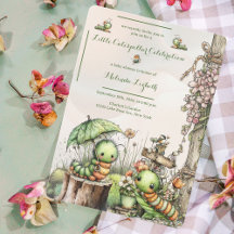Cute Caterpillar Garden Baby Shower Invitation